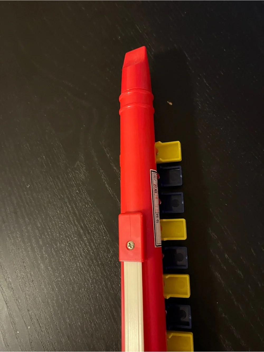Vintage Toy Saxophone Clarinet Red Blue Yellow Plastic Keyed Horn 12”